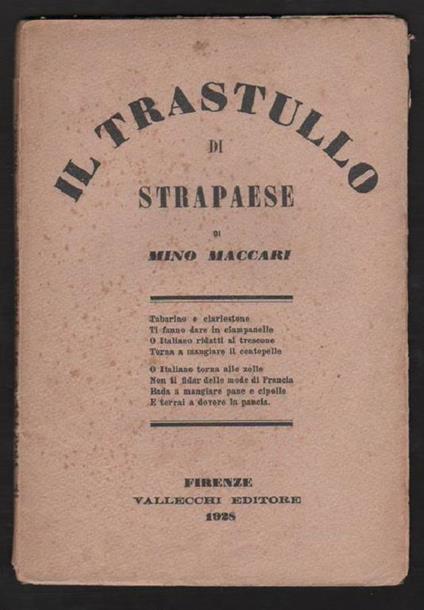 Il trastullo di strapaese - Mino Maccari - copertina