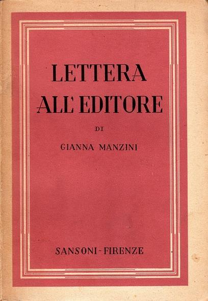 Lettera all'editore - Gianna Manzini - copertina