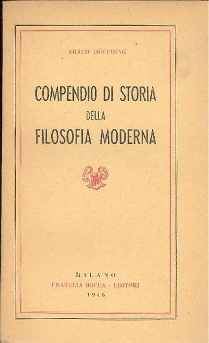 Compendio di storia della filosofia moderna - Harold Hoffding - copertina