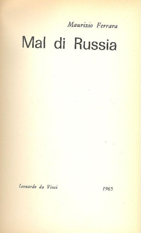 Mal di Russia - Maurizio Ferrara - copertina