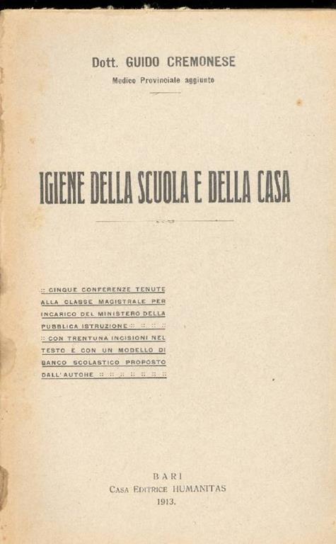 Igiene della scuola e della casa - Guido Cremonese - copertina