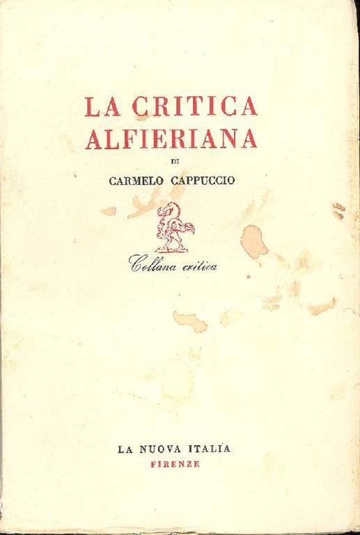 La critica alfierana - Carmelo Cappuccio - copertina