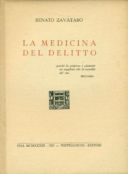 La medicina del delitto - Renato Zavataro - copertina