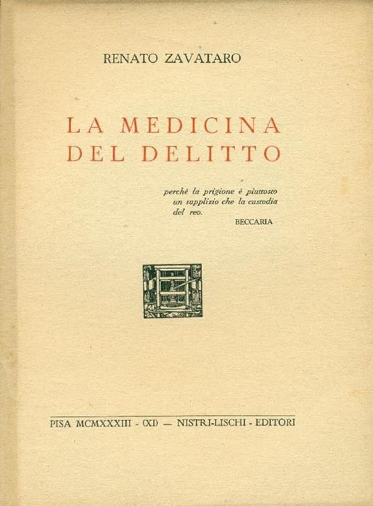 La medicina del delitto - Renato Zavataro - copertina