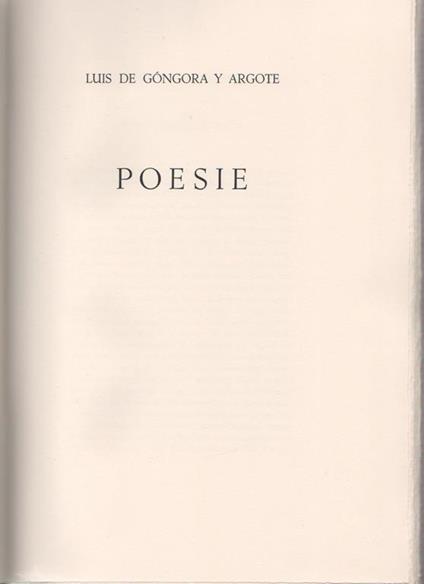 Poesie - Luís de Góngora - copertina