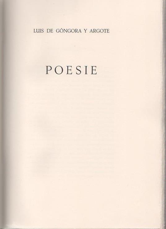 Poesie - Luís de Góngora - copertina