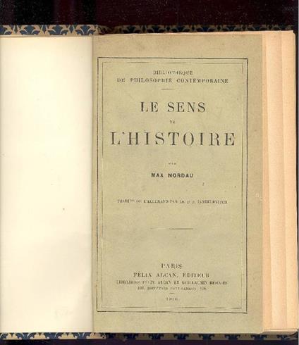 Le sens de l'histoire - Max Nordau - copertina