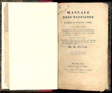 Manuale dell'ortoiatro o l'arte di curare i piedi - M. Dudon - copertina