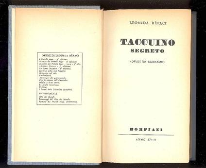 Taccuino segreto (Quasi un romanzo) - Leonida Rèpaci - copertina