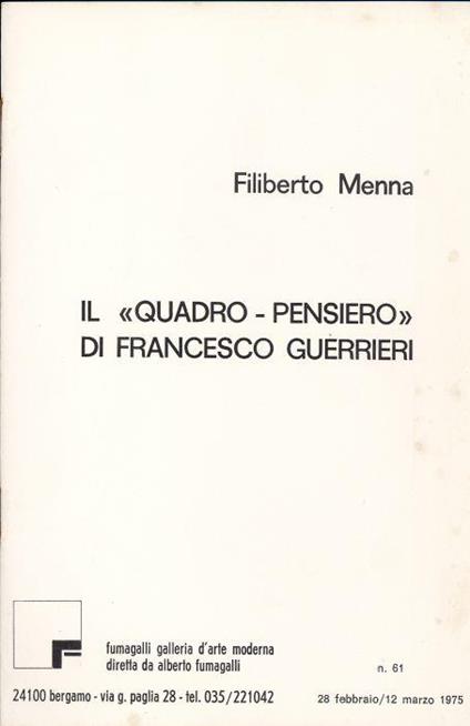 Il 'Quadro-Pensierò' di Francesco Guerrieri - Filiberto Menna - copertina