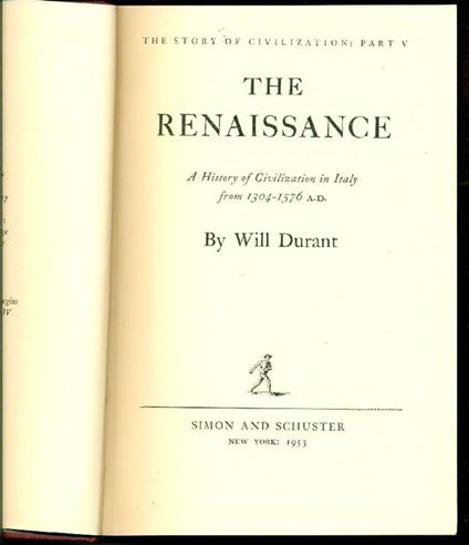 The Story of Civilization: Part V. The Renaissance - Will Durant - copertina