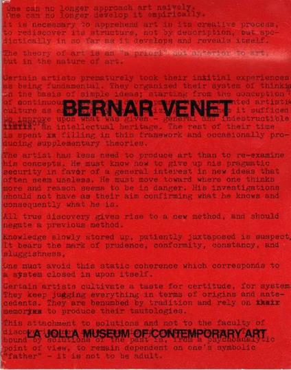 Bernar Venet - Bernar Venet - copertina