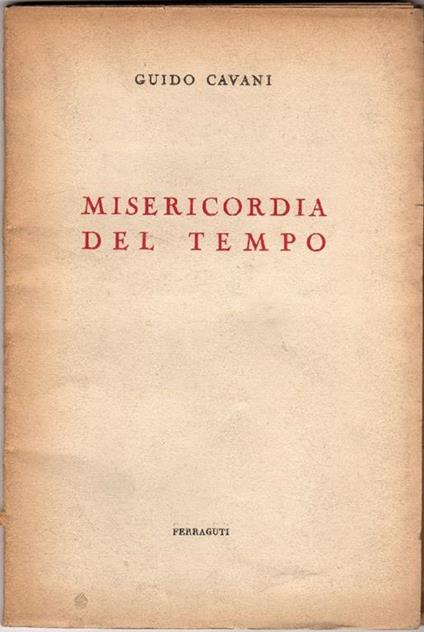 Misericordia del tempo - Guido Cavani - copertina