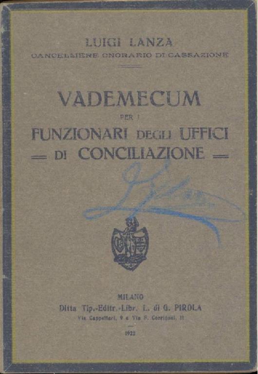 Vademecum per i funzionari degli uffici di conciliazione - Luigi Lanza - copertina