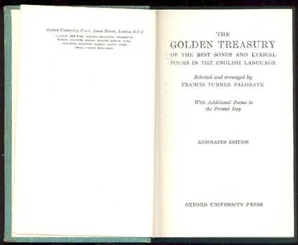 The golden treasury of the best songs and lyrical poems in the english language - Francis Turner Palgrave - copertina