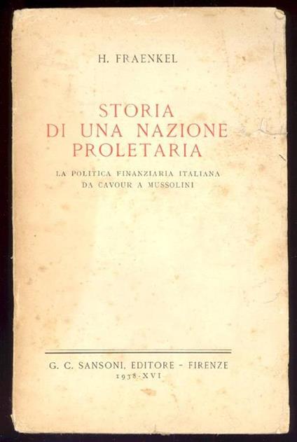 Storia di una nazione proletaria - H. Fraenkel - copertina