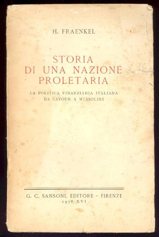 Storia di una nazione proletaria - H. Fraenkel - copertina