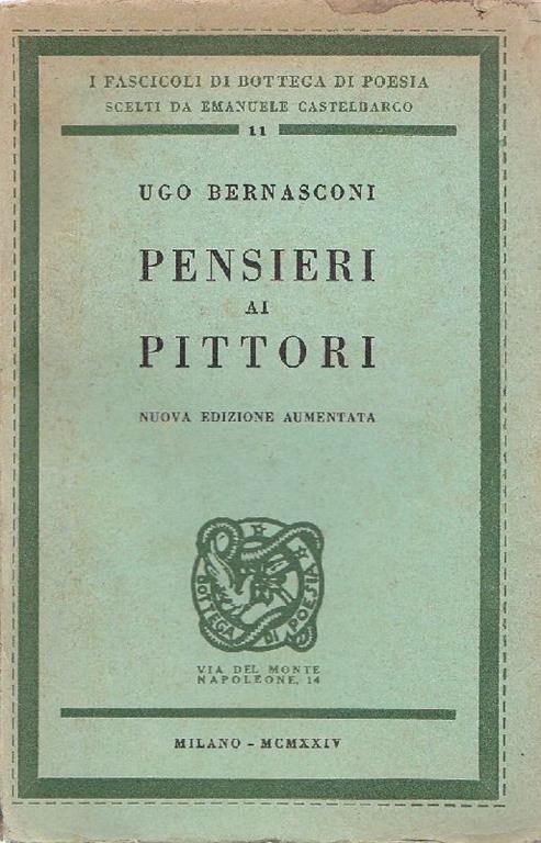 Pensieri ai pittori - Ugo Bernasconi - copertina