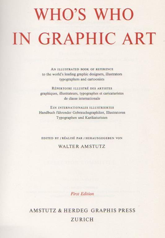 Whòs who in graphic art - Walter Amstutz - copertina