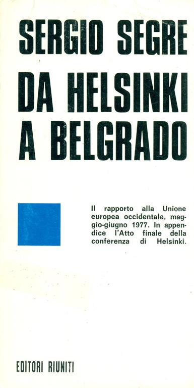 Da Helsinki a Belgrado - Sergio Segre - copertina