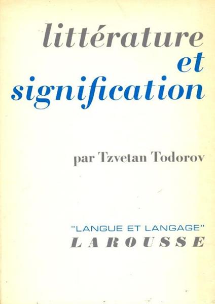 Littérature et signification - Tzvetan Todorov - copertina