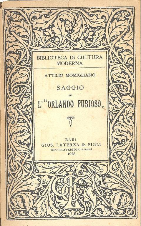 Saggio su L'Orlando Furioso - Attilio Momigliano - copertina