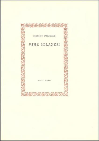 Rime milanesi - Domenico Balestrieri - copertina