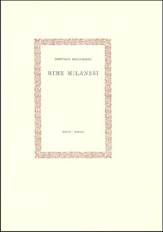 Rime milanesi - Domenico Balestrieri - copertina