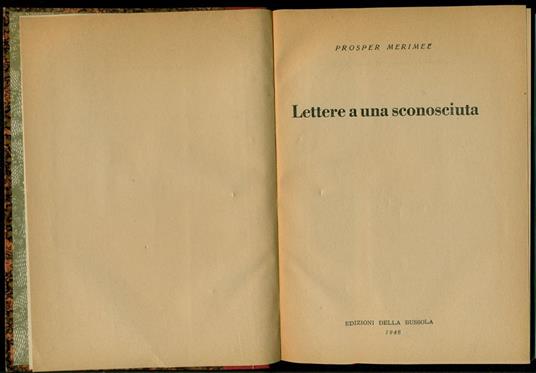 Lettere a una sconosciuta - Prosper Mérimée - copertina
