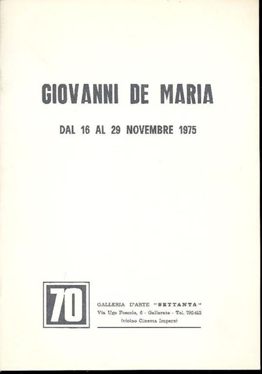 Giovanni de Maria - Giovanni Demaria - copertina