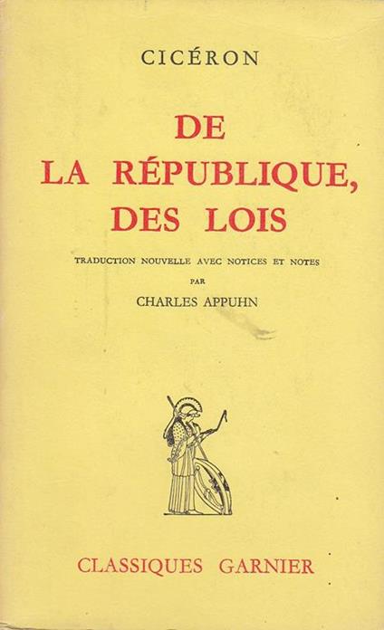 De la république des Lois - M. Tullio Cicerone - copertina