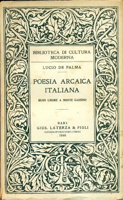 Poesia arcaica italiana - Lucio De Palma - copertina