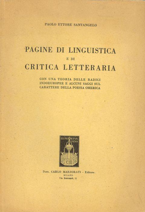 Pagine di linguistica e di critica letteraria - Paolo Santangelo - copertina