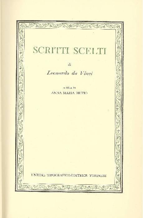 Scritti scelti - Leonardo da Vinci - copertina