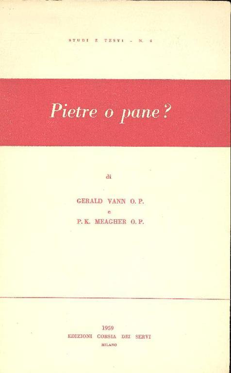 Pietre o pane? - Gerald Vann - copertina