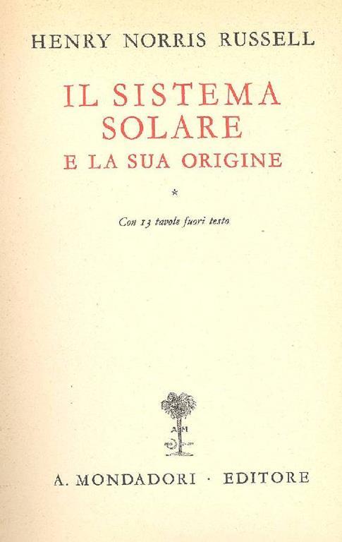 Il sistema solare e la sua origine - Henry Norris Russel - copertina