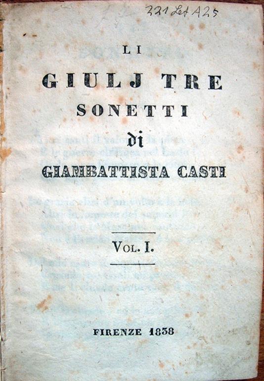 Li giulj tre. Sonetti - G. Battista Casti - copertina