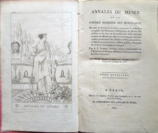 Annales du Musée et de l'École Moderne des Beaux-Arts. Recueil de Gravures au trait, contenant la collection complète des Peintures et Sculptures du Musée Napoléon et de celui de Versailles... Tome Quinzième - C. P. Landon - copertina