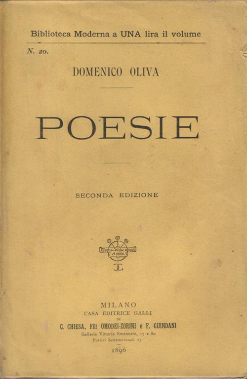 Poesie. Seconda edizione - Domenico Oliva - copertina