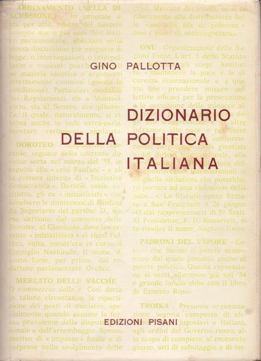 Dizionario della Politica Italiana - Gino Pallotta - copertina