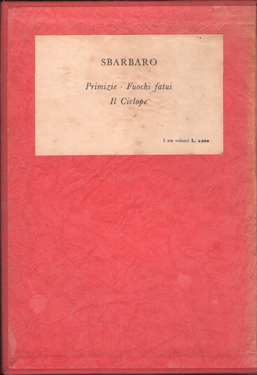 Primizie, a cura di Vanni Scheiwiller, con una intervista di Cinzia Fiore e una versione di Gerardo Diego - Fuochi fatui - Il ciclope, dramma satiresco di Euripide - Camillo Sbarbaro - copertina