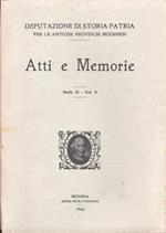 Atti e Memorie. Serie IX. Vol. II