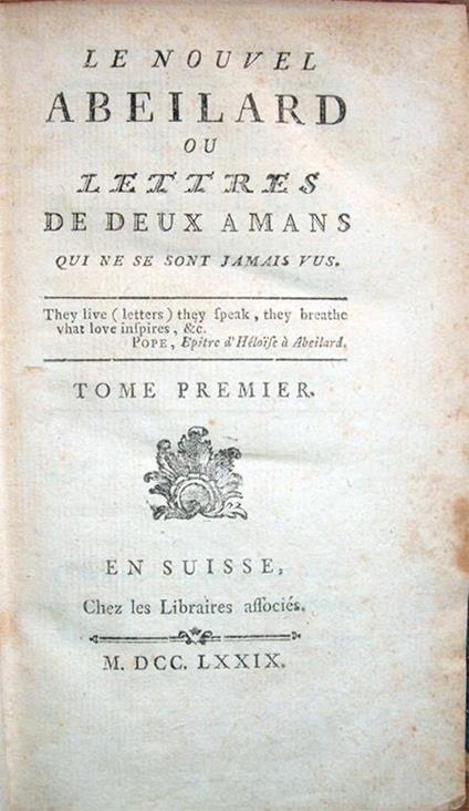 Le nouvel Abeilard ou Lettres de deux amans qui ne se sont jamais vus - Nicolas Restif de la Bretonne - copertina