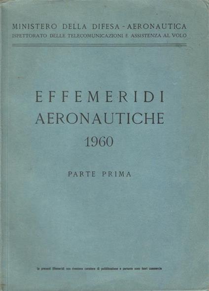 Effemeridi aeronautiche 1960. Parte prima - copertina