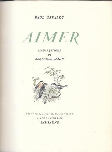 Aimer, illustrations de Berthold-Mahn - Paul Géraldy - copertina