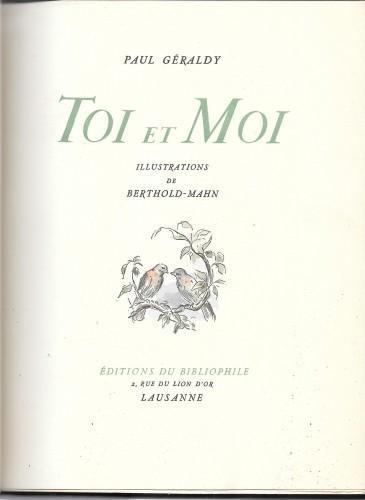 Toi et Moi, illustrations de Berthold-Mahn - Paul Géraldy - copertina