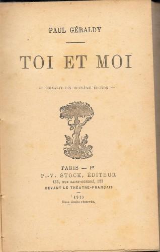 Toi Et Moi - Paul Géraldy - copertina