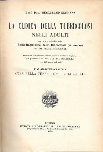 La clinica della tubercolosi negli adulti - G. A. Neumann - copertina