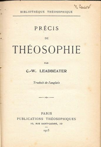 Précis de théosophie - C. W. Leadbeater - copertina