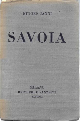 Savoia - Ettore Janni - copertina